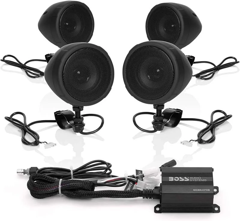 Boss audio systems two black speakers for a motorcycle