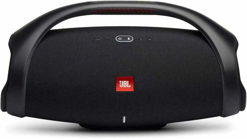 JBL Boombox 2 is a portable Bluetooth speaker with a handle in the color black