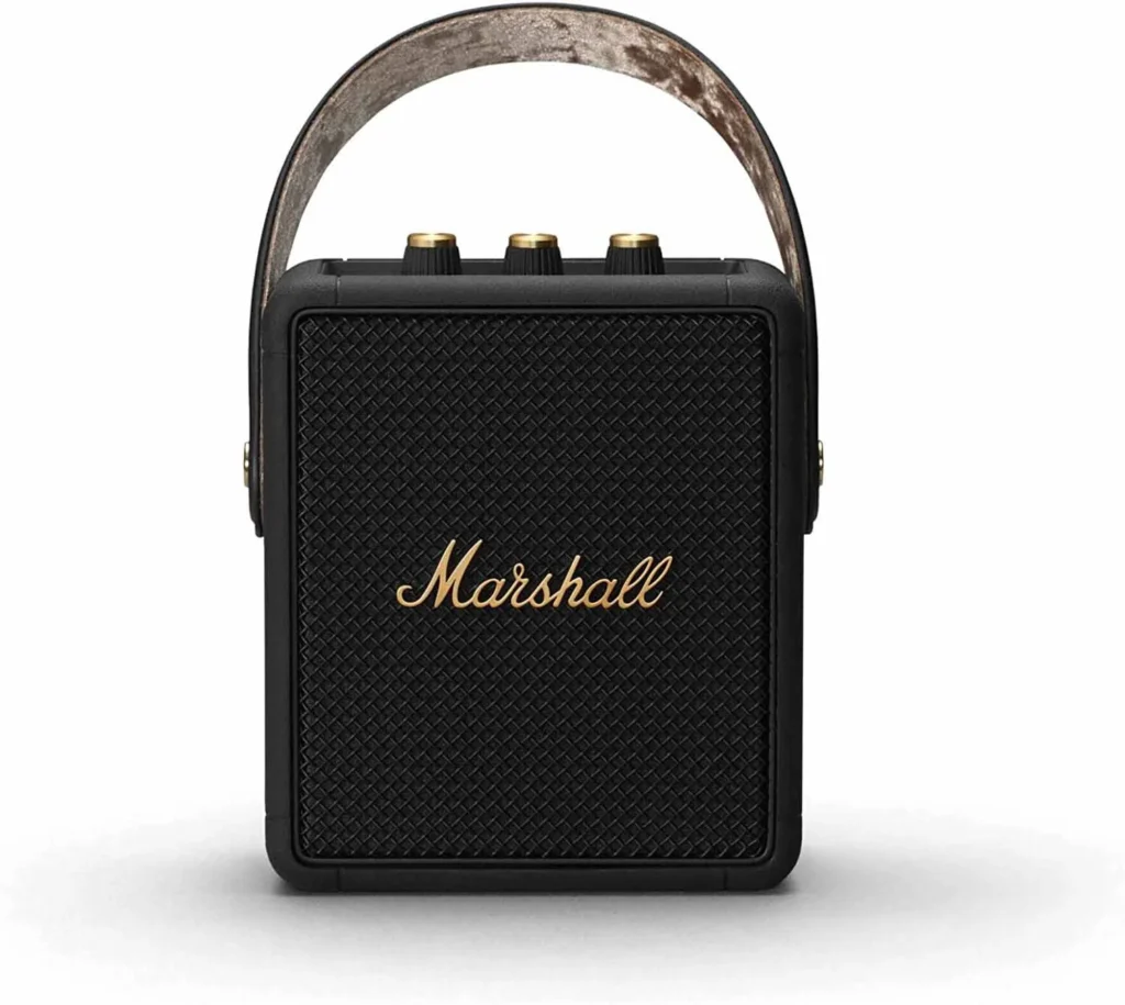 Marshall Stockwell II portable Bluetooth speaker with a sleek modern design in black