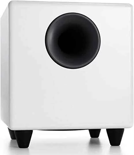 Audioengine S8 250W down-firing active subwoofer in white 