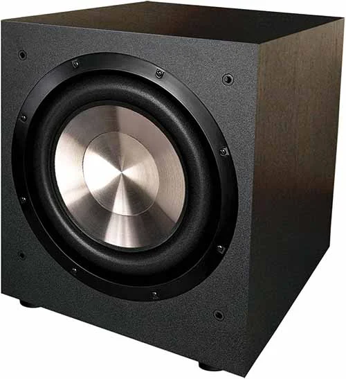 BIC America F12 black subwoofer competing with the Klipsch R-12SW