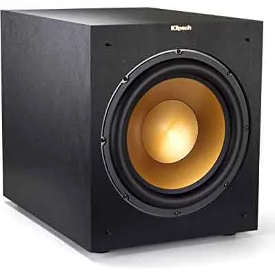 Front-firing wireless Klipsch R-12SW 12 inch with copper plated woofer.