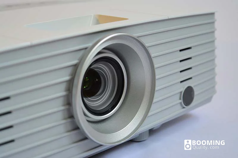 Close up of a white projector for home theater setup